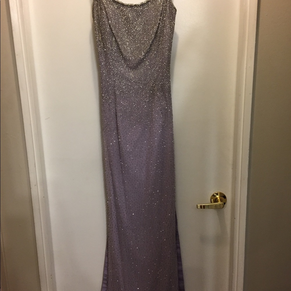 Purple hand beaded formal dress